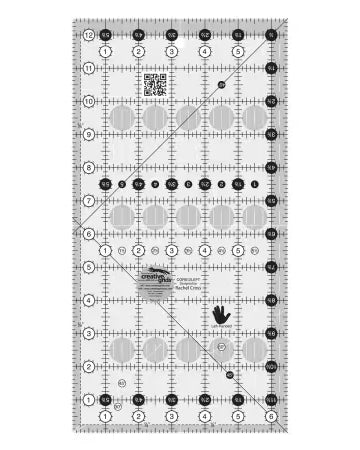 Creative Grids Quilt Ruler left-handed 6.5x12.5 inch acrylic with non-slip grip and clear markings for precise quilting cuts