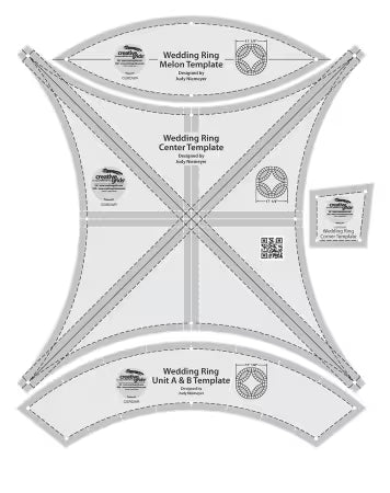 Creative Grids Quilt Ruler Double Wedding Ring Template set for precise quilting and sewing with non-slip grip and clear markings