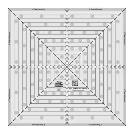 Creative Grids Quilt Ruler 14-1/2in square with non-slip grip and precision markings for quilting and fussy cutting