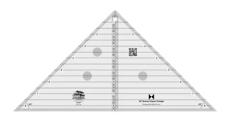 Creative Grids Quilt Ruler 90 degree triangle with non-slip grip and clear measurements for quilting and sewing.