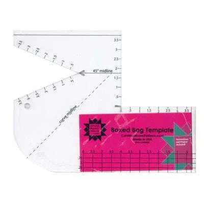 Boxed Bag Template by Carolina Moore clear plastic quilting ruler for fabric cutting with 45mm rotary cutter guide