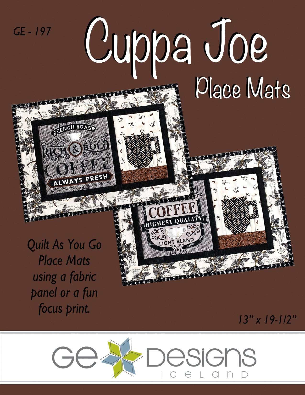 Cuppa Joe Placemat Pattern quilted coffee-themed placemat 13x19 inches beginner-friendly design
