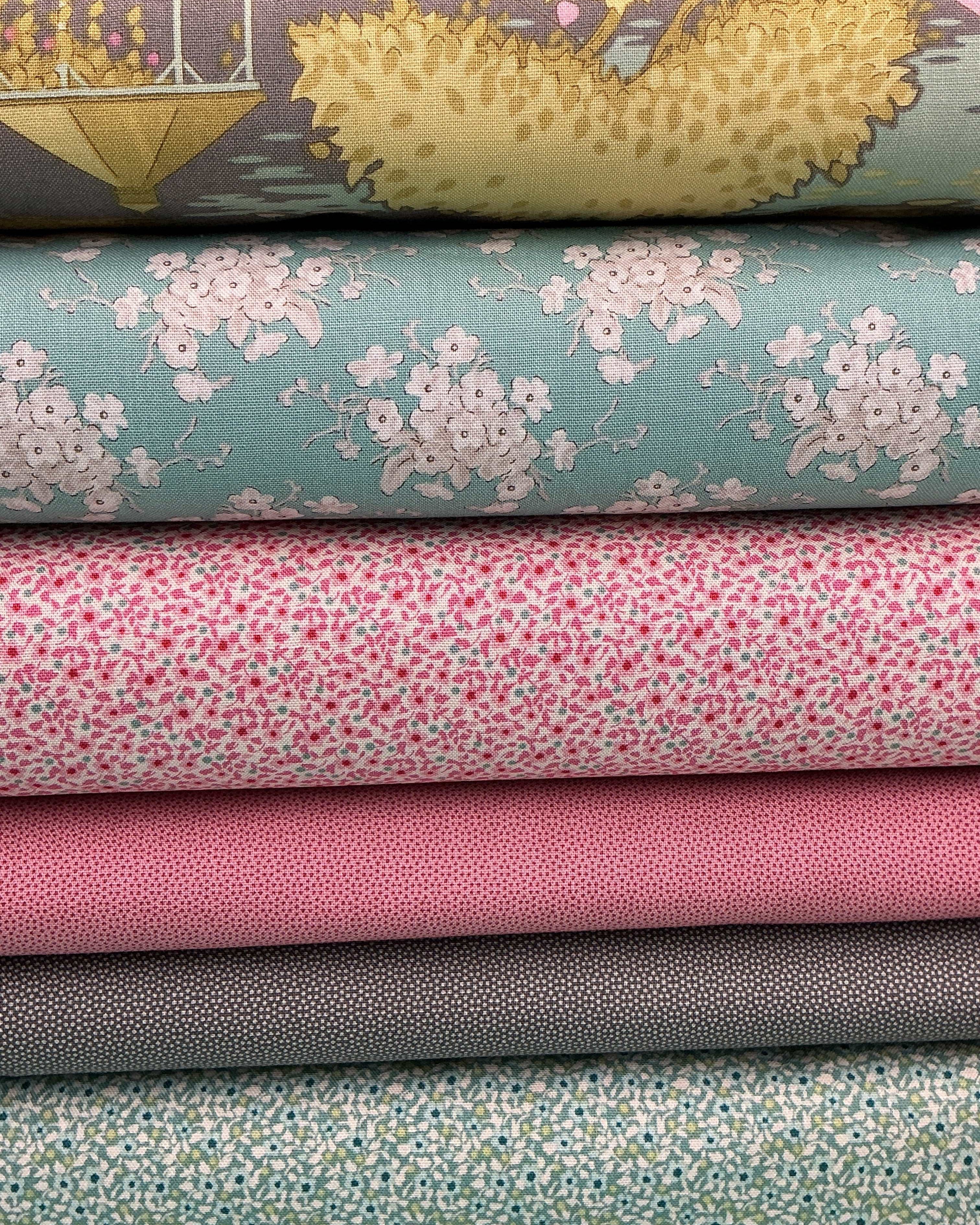 Six-pack party bundle with six colorful half-yard fabric cuts for quilting projects