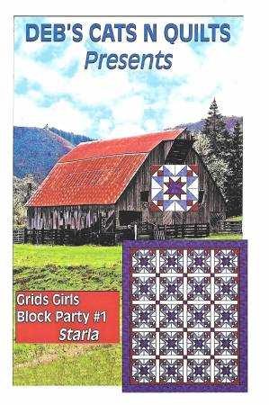 Grid's Girls Block Party #1 Starla quilt pattern by Deb Heatherly with barn and quilt designs