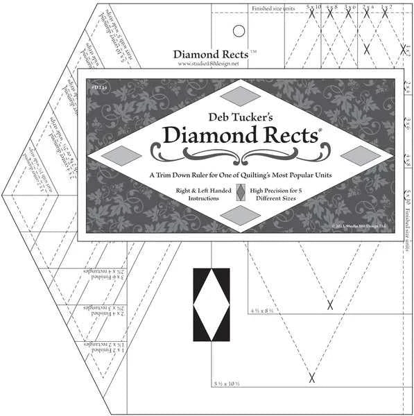 Studio 180 Diamond Rects Ruler by Deb Tucker for precise diamond quilt cutting 11x11 inches