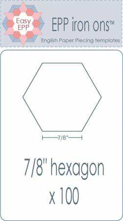 Hexagon EPP Iron-On 7/8 inch English Paper Piecing templates pack of 100