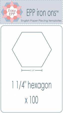 Hexagon EPP Iron-On 1.25 inch English paper piecing templates pack of 100