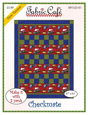 Checkmate FC091323-01 quilt pattern by Fabric Cafe with assembly diagram and step-by-step directions