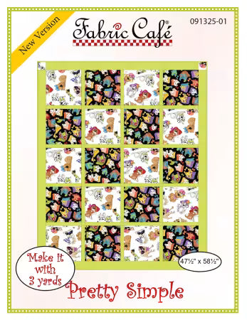 Pretty Simple Pattern quilt top by Fabric Cafe measuring 47.5 x 58.5 inches with machine piecing instructions