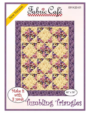 PATTERN Tumbling Triangles quilt top with machine piecing by Fabric Cafe