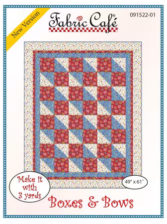 PATTERN Boxes & Bows quilt pattern by Fabric Cafe with 49x61 inch finish and step-by-step instructions
