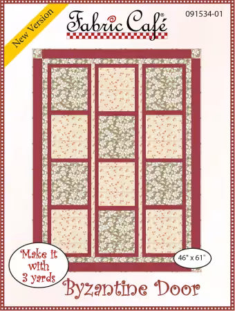 Byzantine Door Pattern quilt design by Fabric Cafe with floral fabric blocks and red borders.
