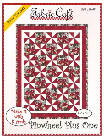 PATTERN Pinwheel Plus One quilt pattern by Fabric Cafe showing quilt blocks and assembly diagram