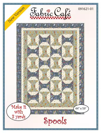 PATTERN Spools FC091621-01 quilt pattern by Fabric Cafe with spool design and 44x59 inch size