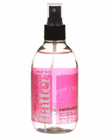 Flatter 8 oz Celebration scent spray by Soak Wash for wrinkle reduction and fabric freshening