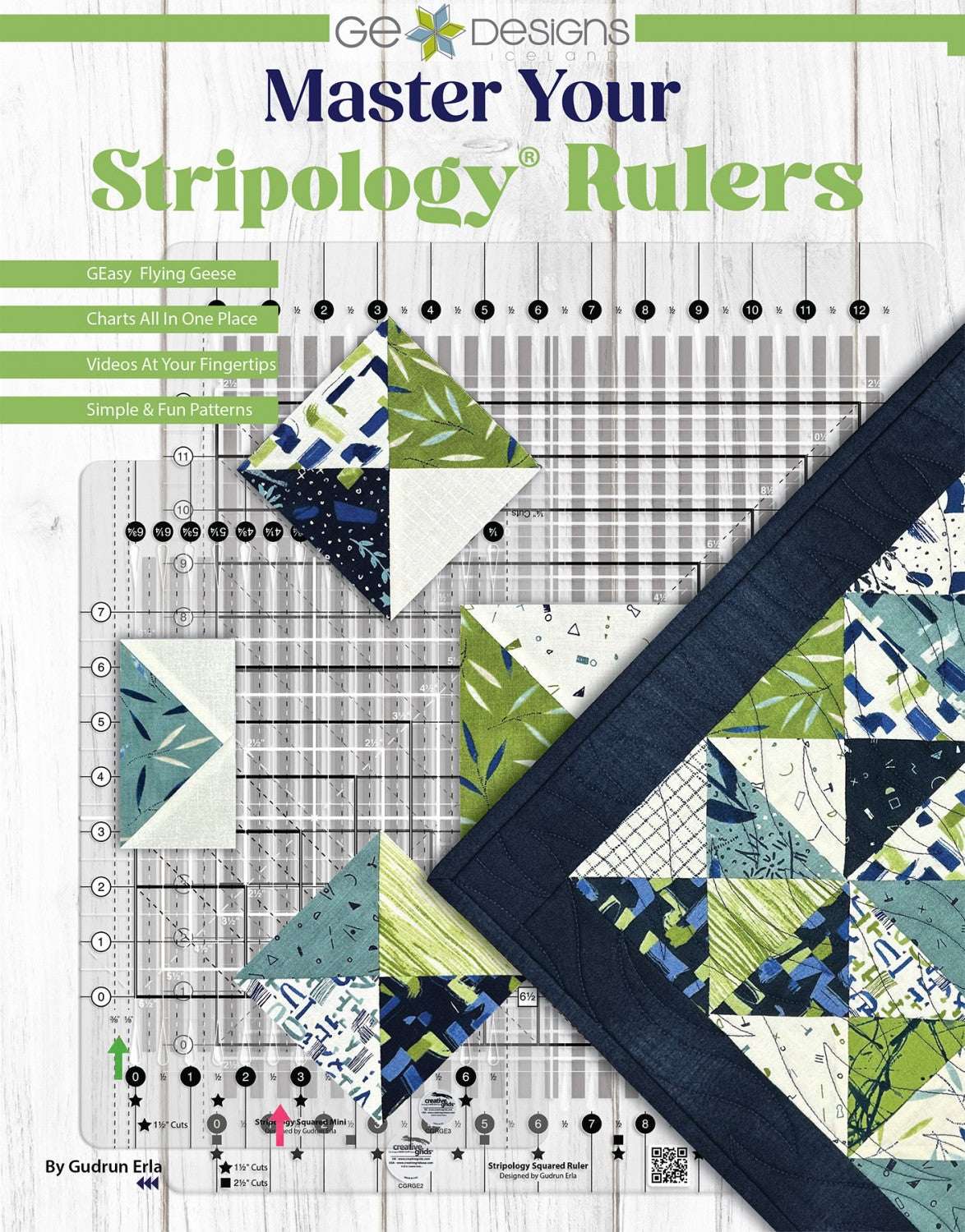 Master Your Stripology Rulers Book with quilting ruler techniques, charts, and patterns by Gudrun Erla