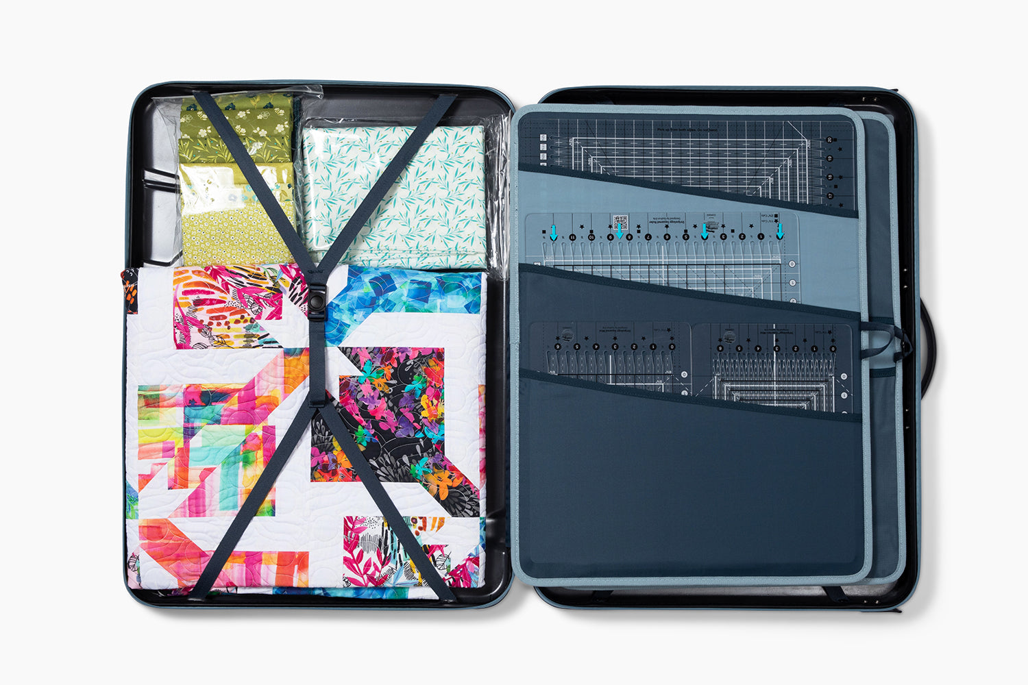 Stripology Quilting Case hard shell storage for quilting essentials weighing 10 lbs designed by quilters