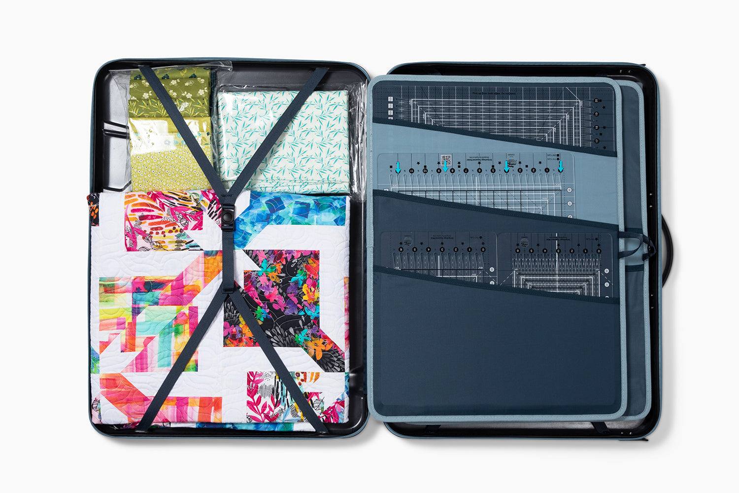 Stripology Quilting Case hard shell storage for quilting essentials weighing 10 lbs