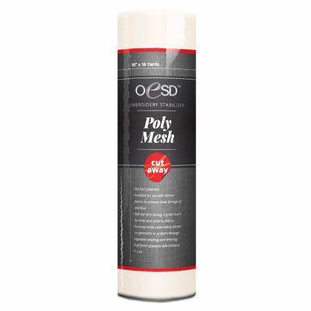 OESD PolyMesh Cut Away white embroidery stabilizer 10in x 10yds for knit and stretchy fabrics