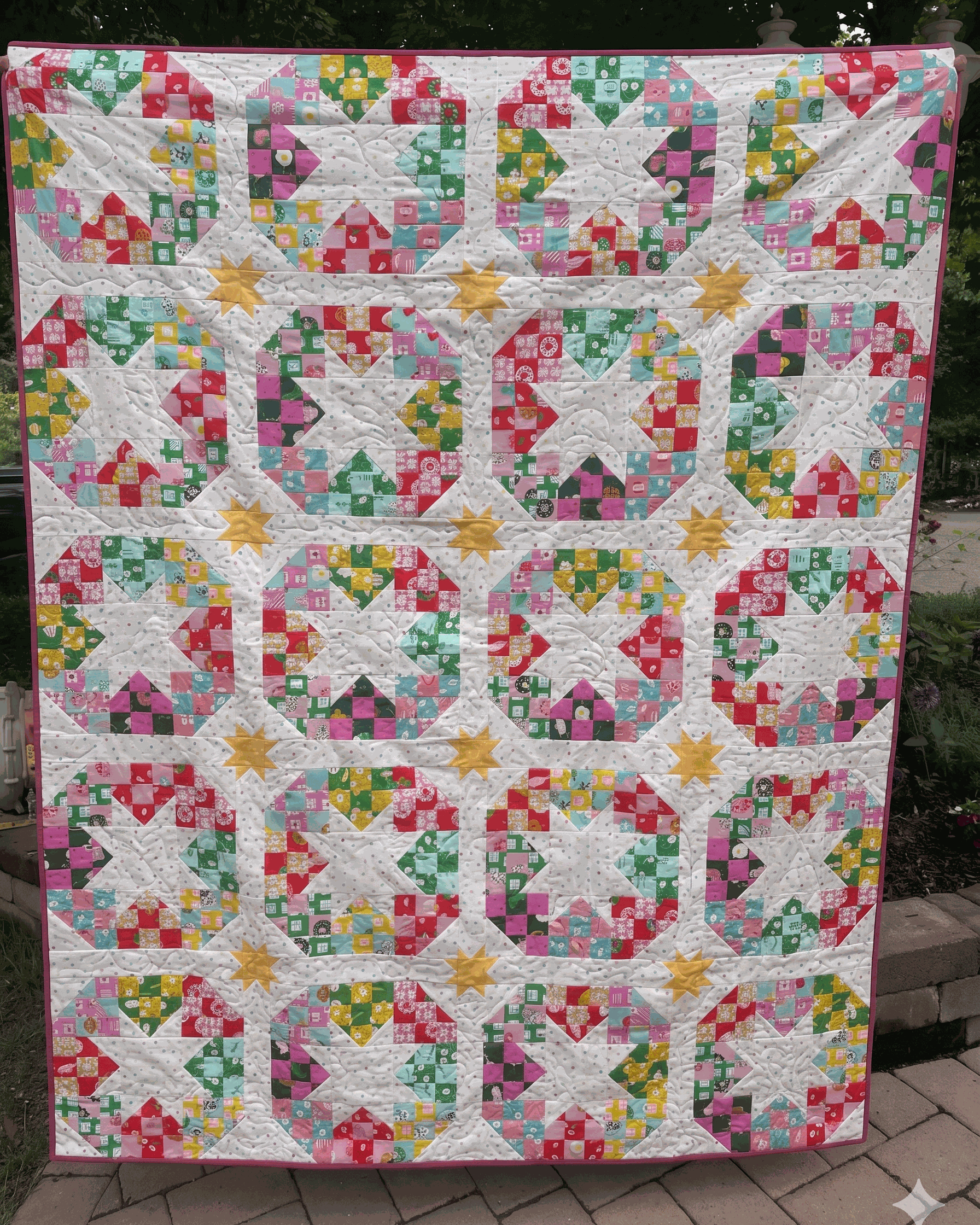 Disco Stars Quilt Kit featuring colorful star patterns by Kimberly Kight, 60x75.5 inches