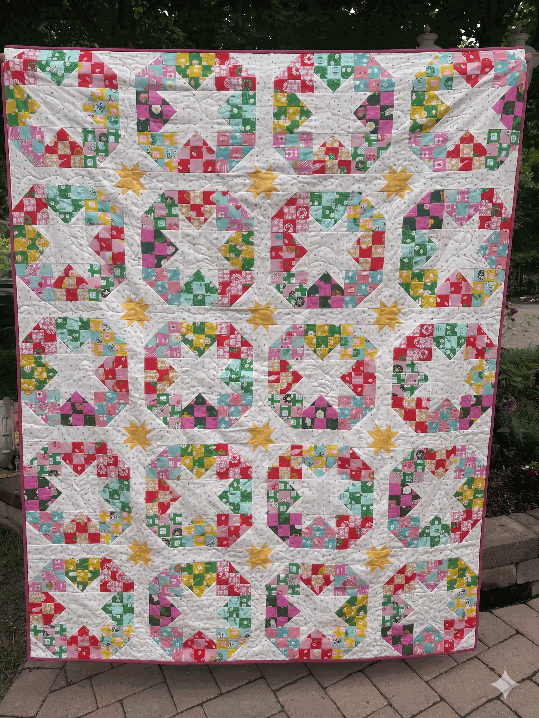 Disco Stars Quilt Kit featuring colorful star patterns by Kimberly Kight, 60x75.5 inches
