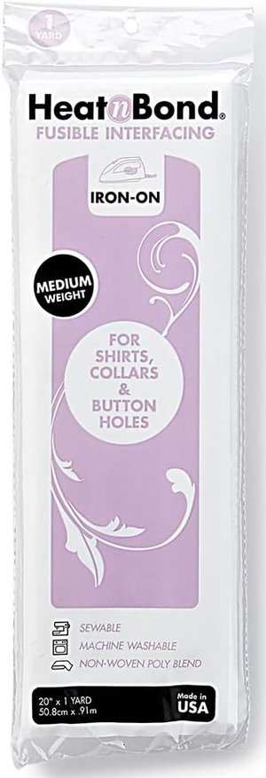 Heat-n-Bond Fusible Interfacing Medium Weight 20x36 inches iron-on for shirts collars and button holes