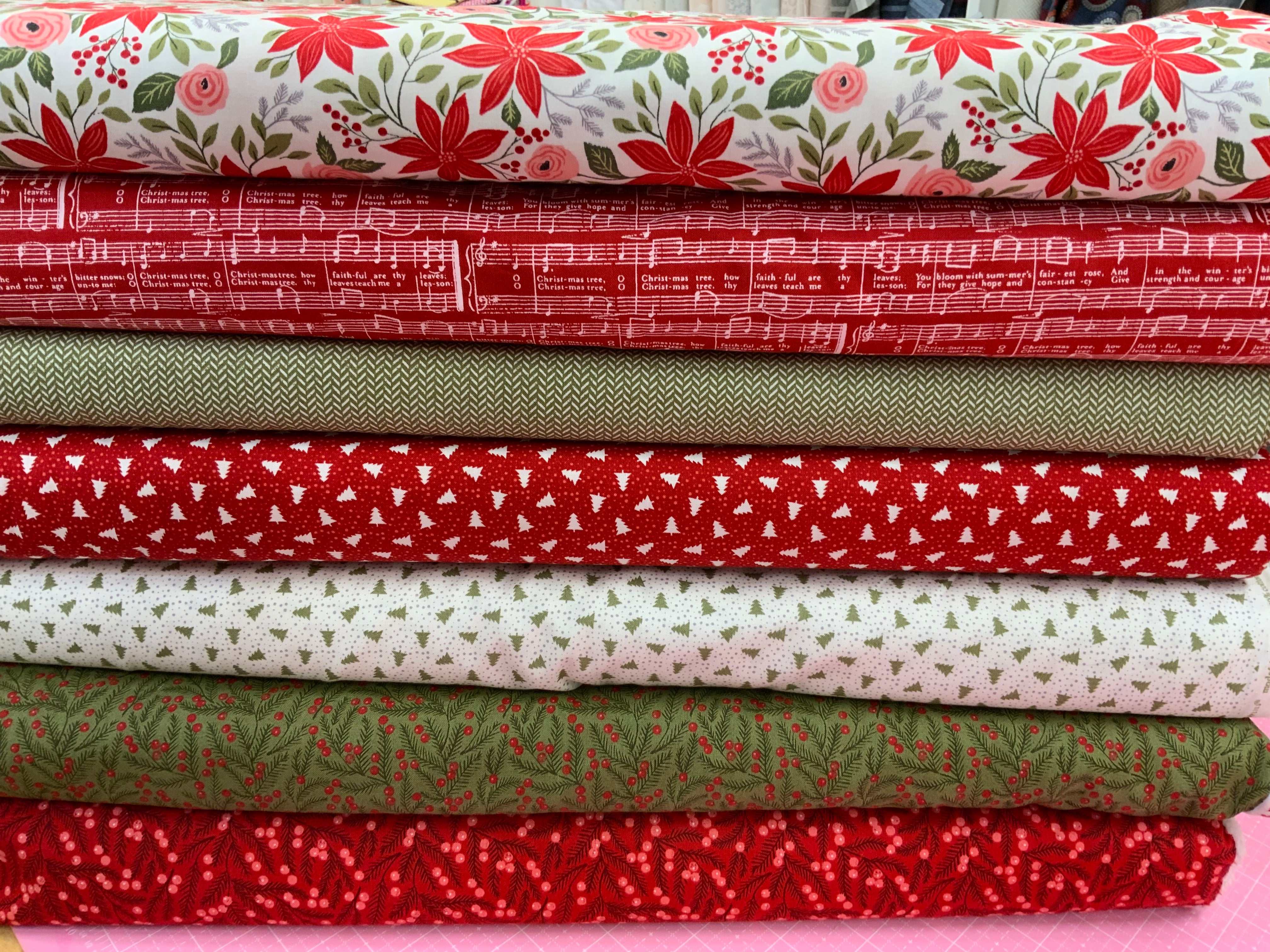 M50 Island Hopping Kit fabric bundle with red, green, patterned quilting fabrics curated by Bella Rose Quilts