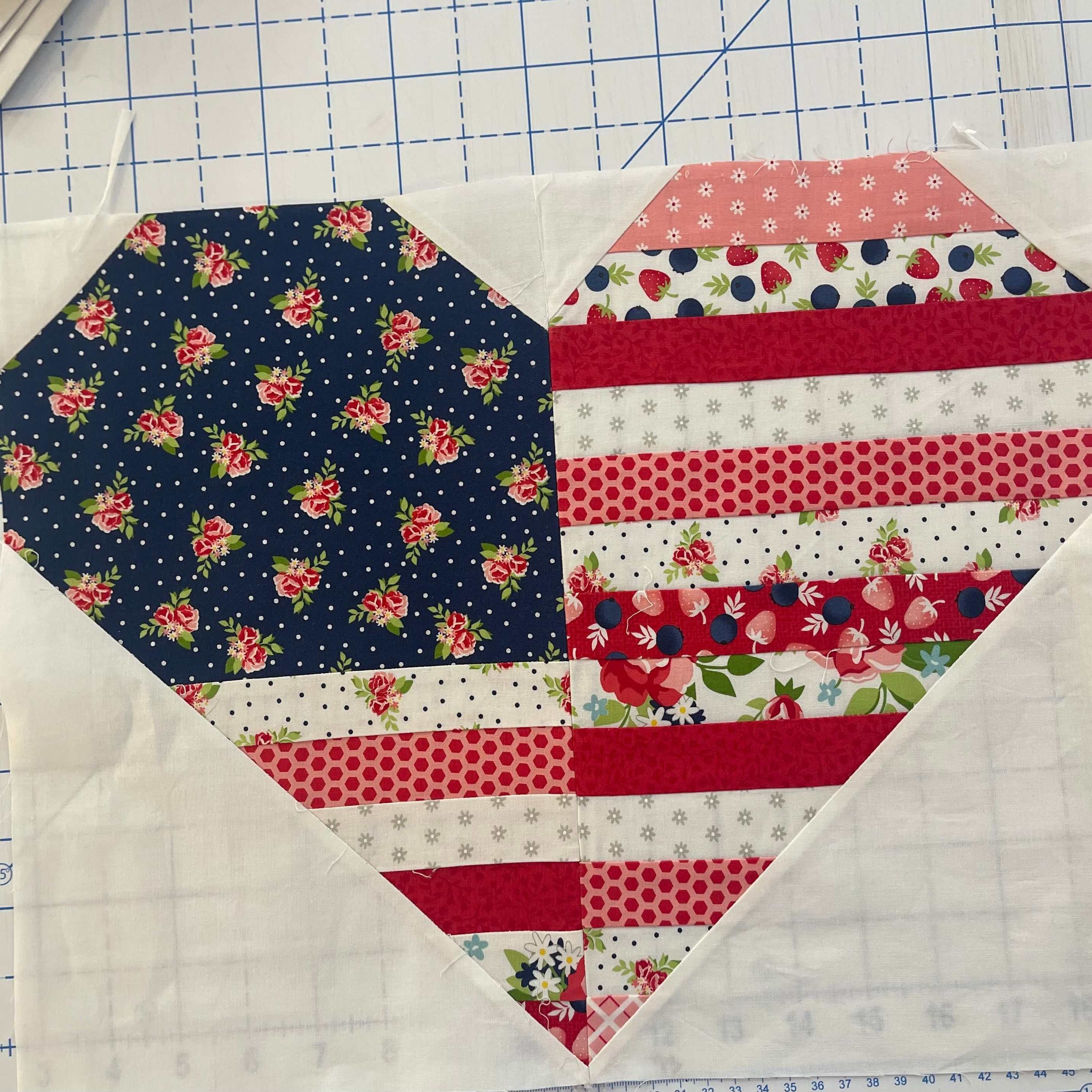 American Heart Quilt Kit featuring Berry Basket pattern by April Rosenthal with fabrics for 86x89" quilt top and binding