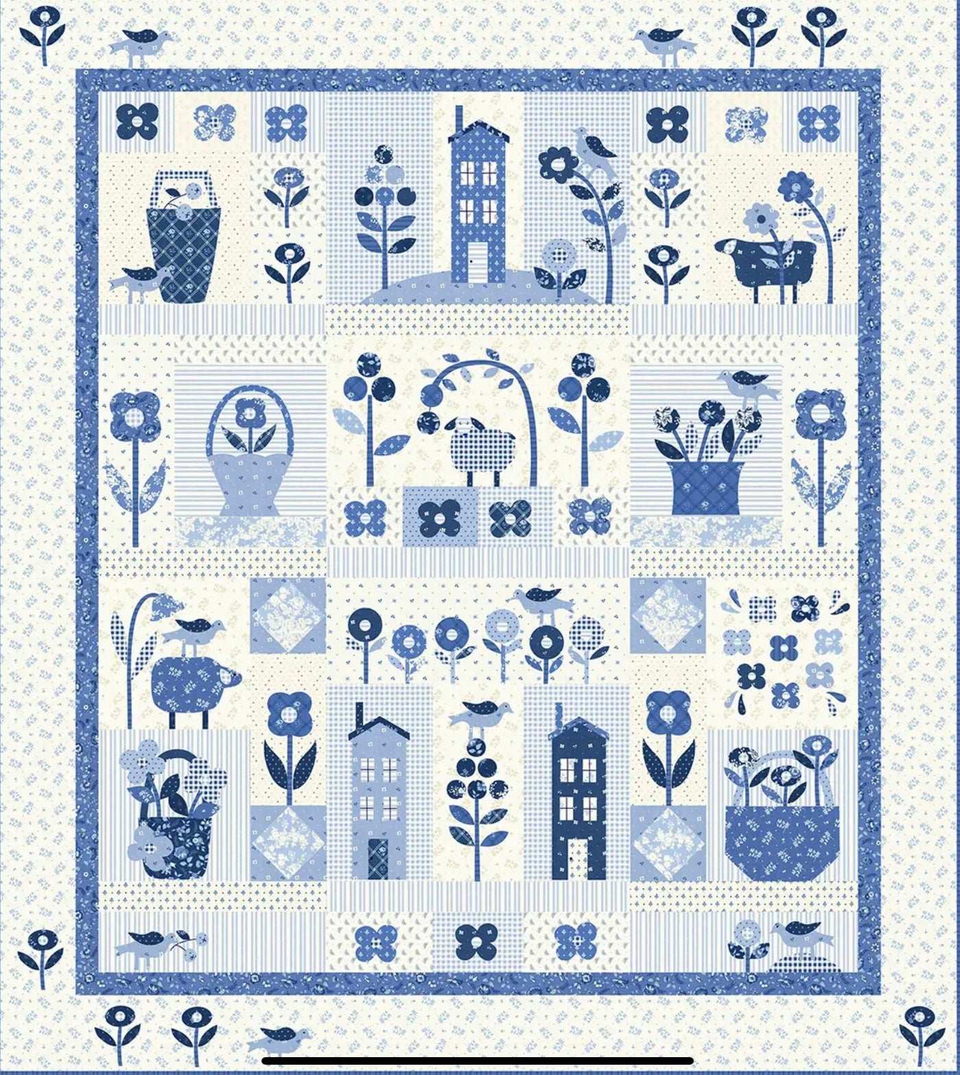 Blueberry Delight quilt kit boxed set by Bunny Hill Designs for Moda Fabrics with fabrics and pattern included