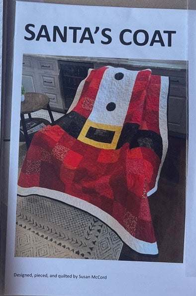 Santa's Coat Quilt Pattern 65x65 inches printed pattern by Susan McCord