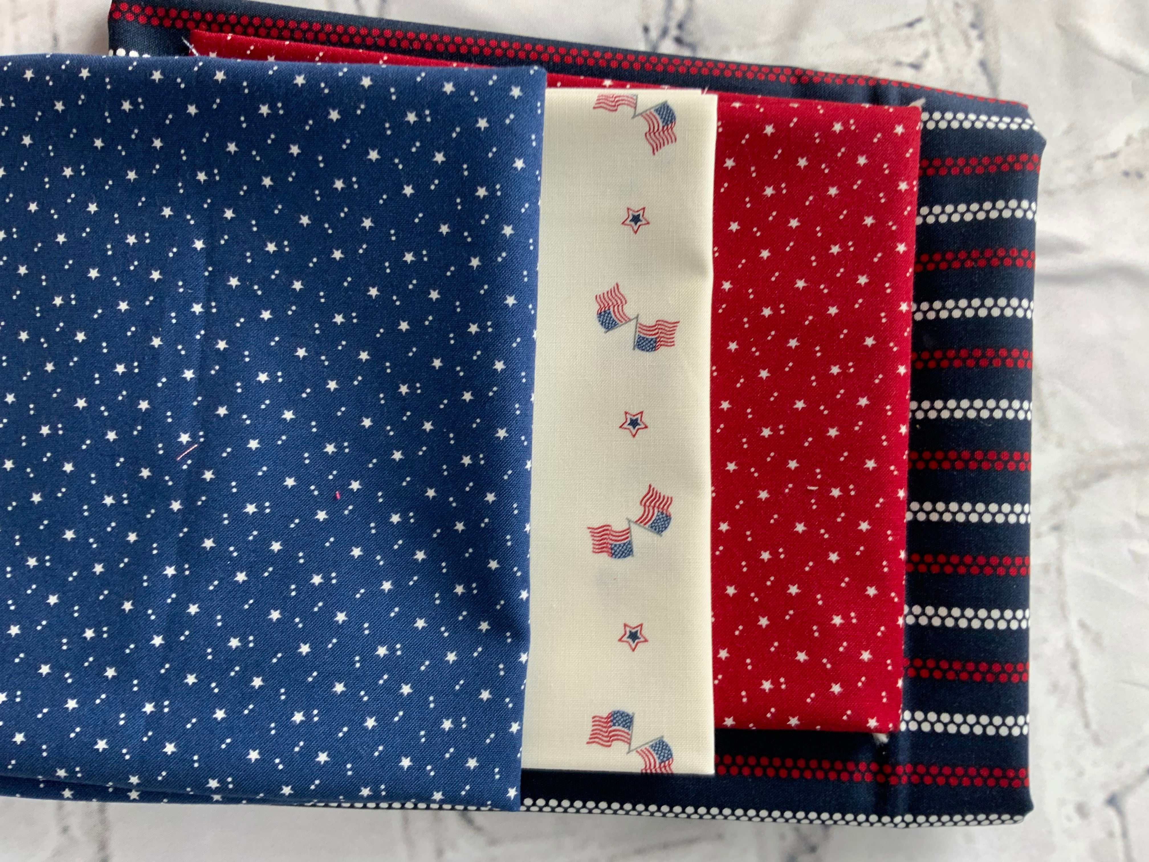 4-Yard Quilt Kit A2 patriotic fabric set with stars and stripes patterns