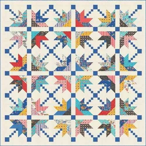 Bessie Quilt Kit featuring Julia fabric by Crystal Manning for Moda, includes pattern, fabrics for 66x66" quilt and binding with keepsake box