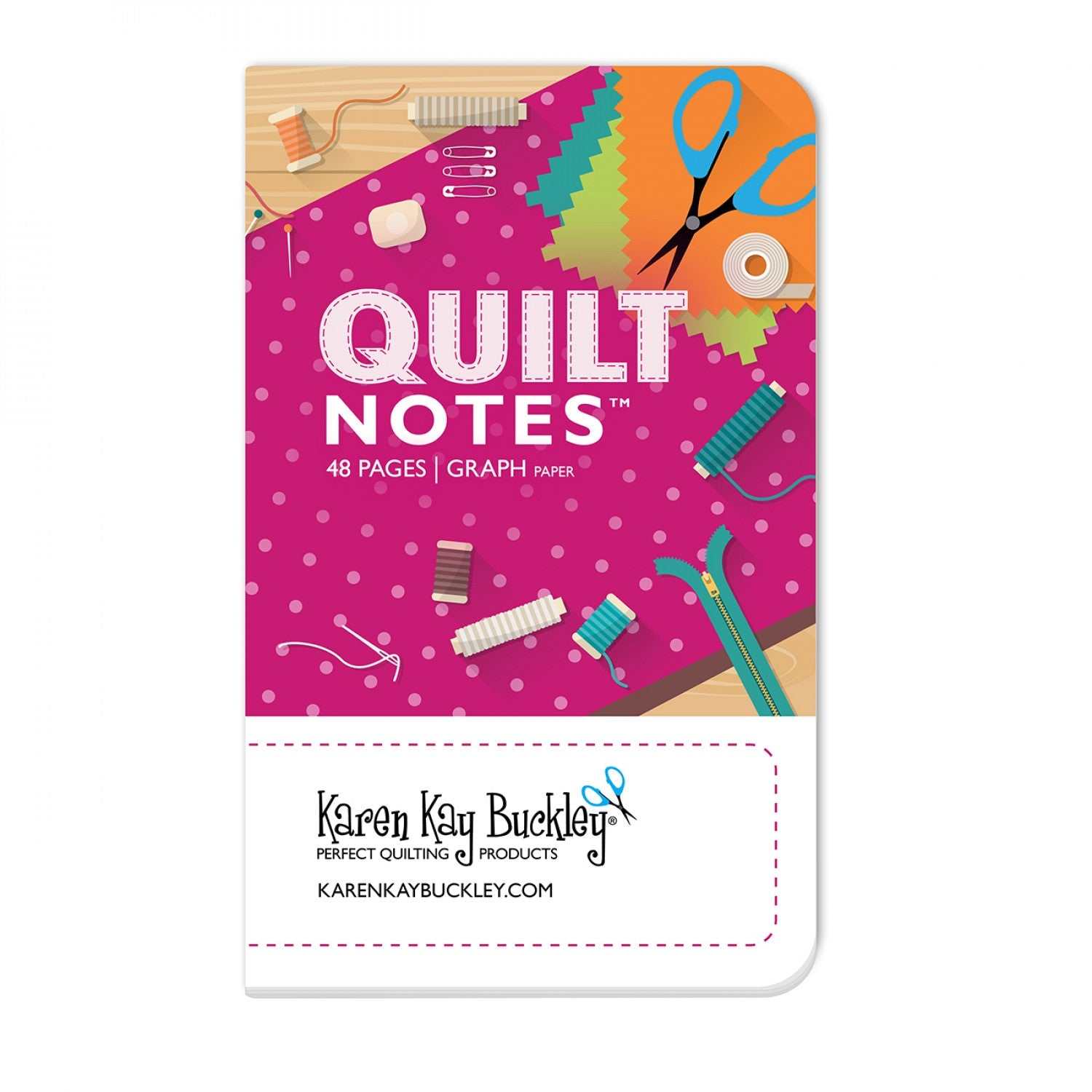 Quilt Notes pocket-sized 48-page graph paper notebook for quilters with rounded corners and quilting measurements inside covers