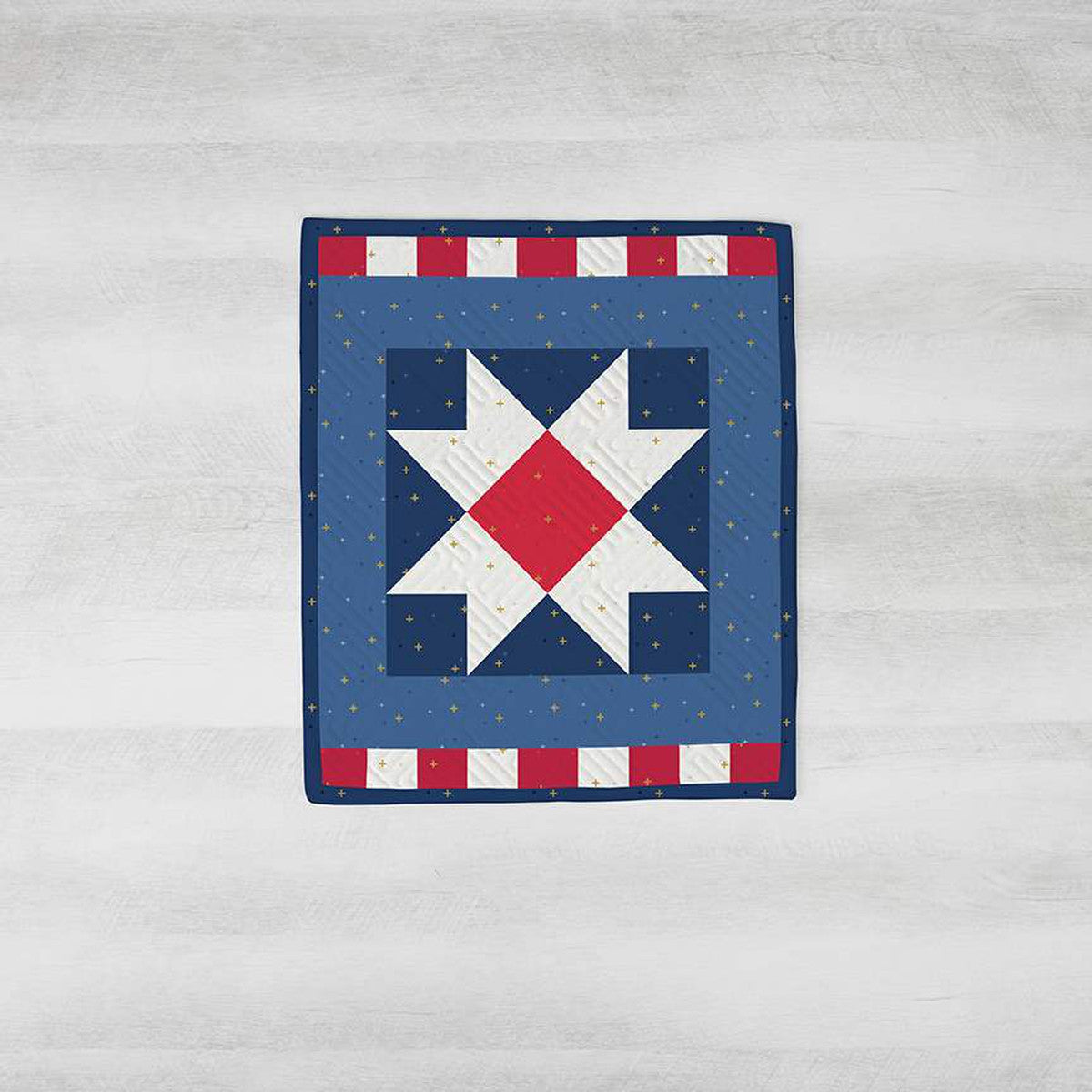 2025 Riley Blake Designs Star Spangled 12x14 tabletop banner kit with fabric and pattern in keepsake box