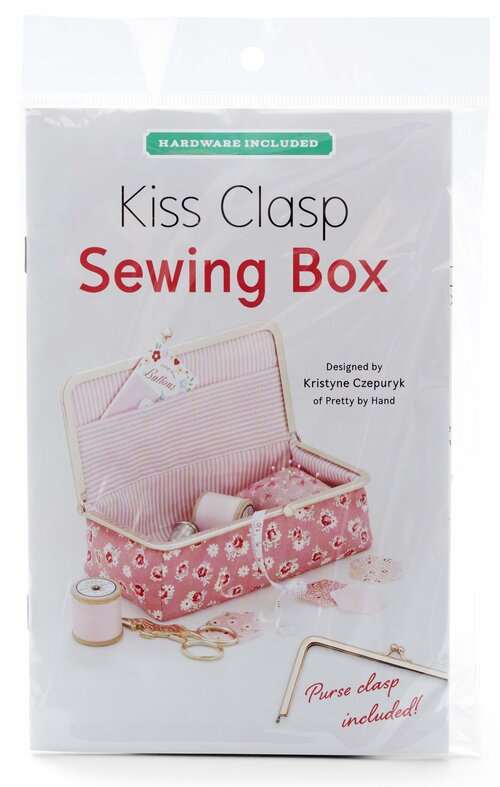 Kiss Clasp Sewing Box kit with rose gold clasp and floral fabric for storing sewing essentials