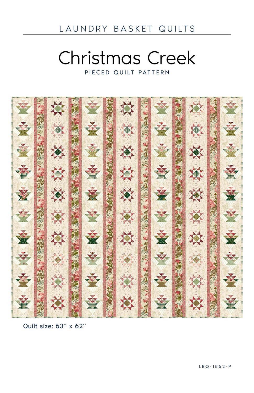 Christmas Creek quilt pattern by Edytar Sitar featuring festive pieced design and Joy collection fabrics