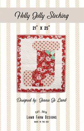 Holly Jolly Stocking Pattern Christmas quilt wall hanging 21x25 by Lamb Farm Designs