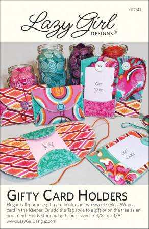 Colorful printed Gifty Card Holders by Lazy Girl Designs for gift cards and ornaments
