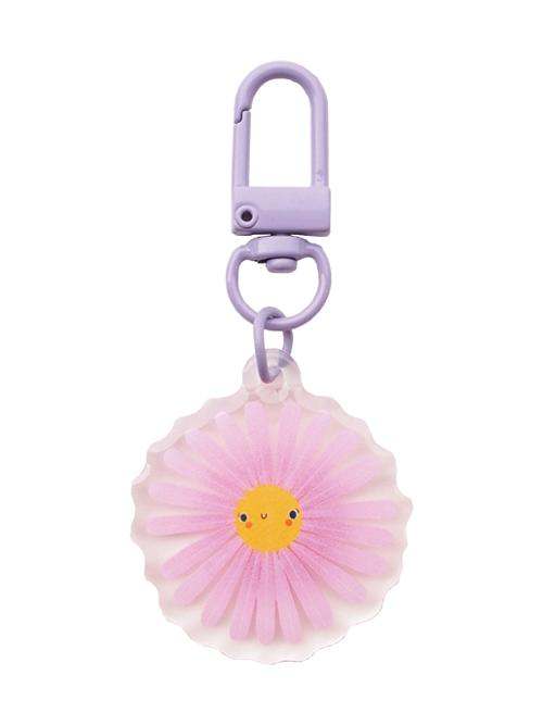 Purple Aster zipper charm by Lizzy House with glitter acrylic epoxy resin and purple clasp