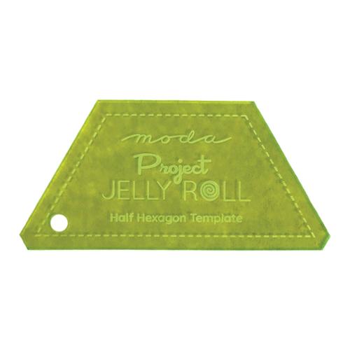 2.5 inch fluorescent green Half Hexagon template for Project Jelly Roll quilting from Moda Fabrics