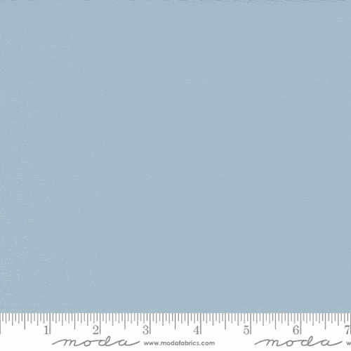 Bella Solids Bunny Hill Blue fabric Moda Basics solid light blue textile with ruler scale