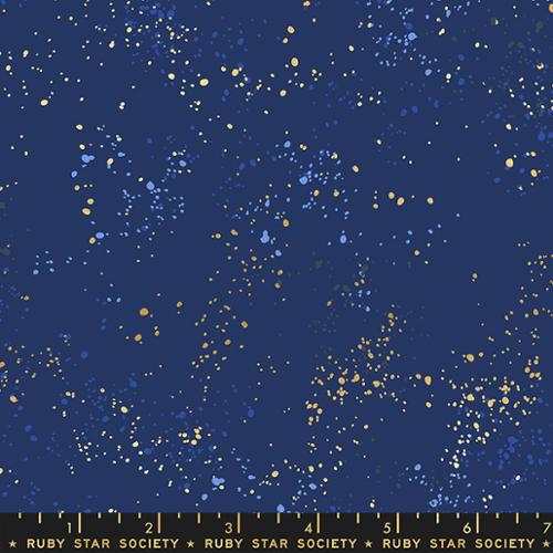 Advent box background fabric in blue with gold and light blue speckles by Ruby Star Society