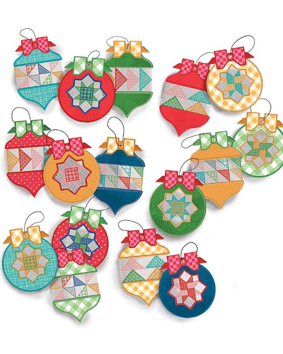 Machine embroidery Home Town Holiday patchwork USB designs by Lori Holt