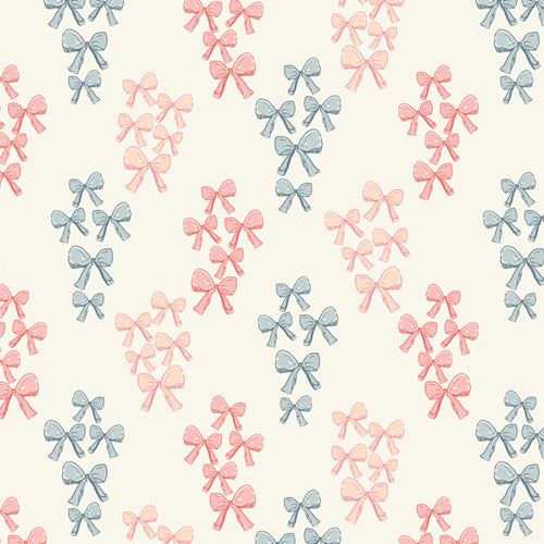Mademoiselle Tied Together fabric by Patty Basemi featuring soft pastel florals and vintage motifs from Art Gallery Fabrics