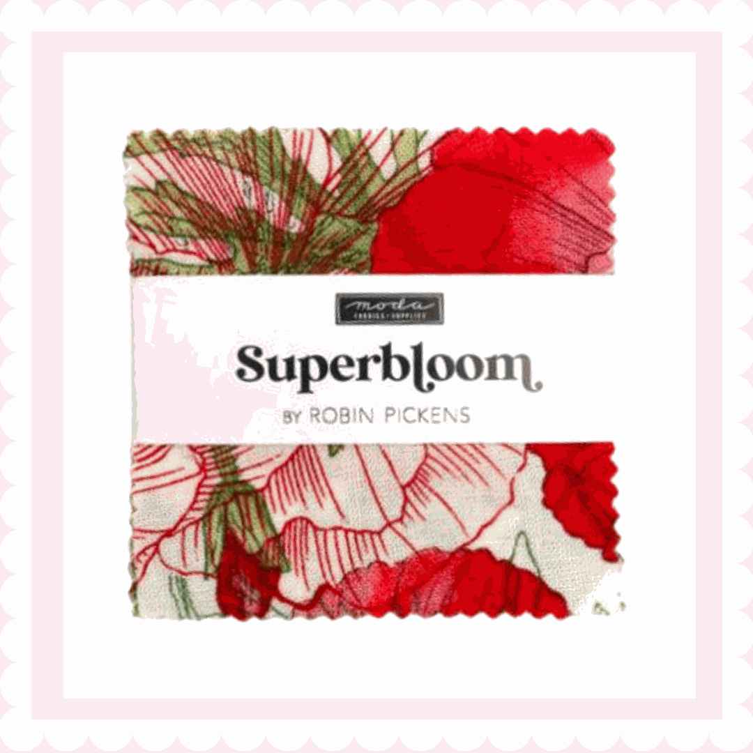Superbloom Mini Charm Pack by Robin Pickens floral 2.5-inch pre-cut fabric squares for quilting and appliqué