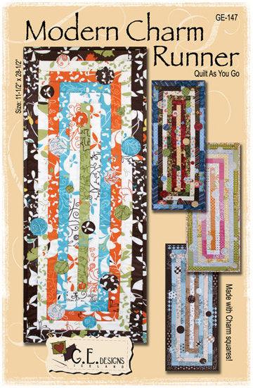 Modern Charm Runner quilted table runner with simple elegant pattern and charm pack design