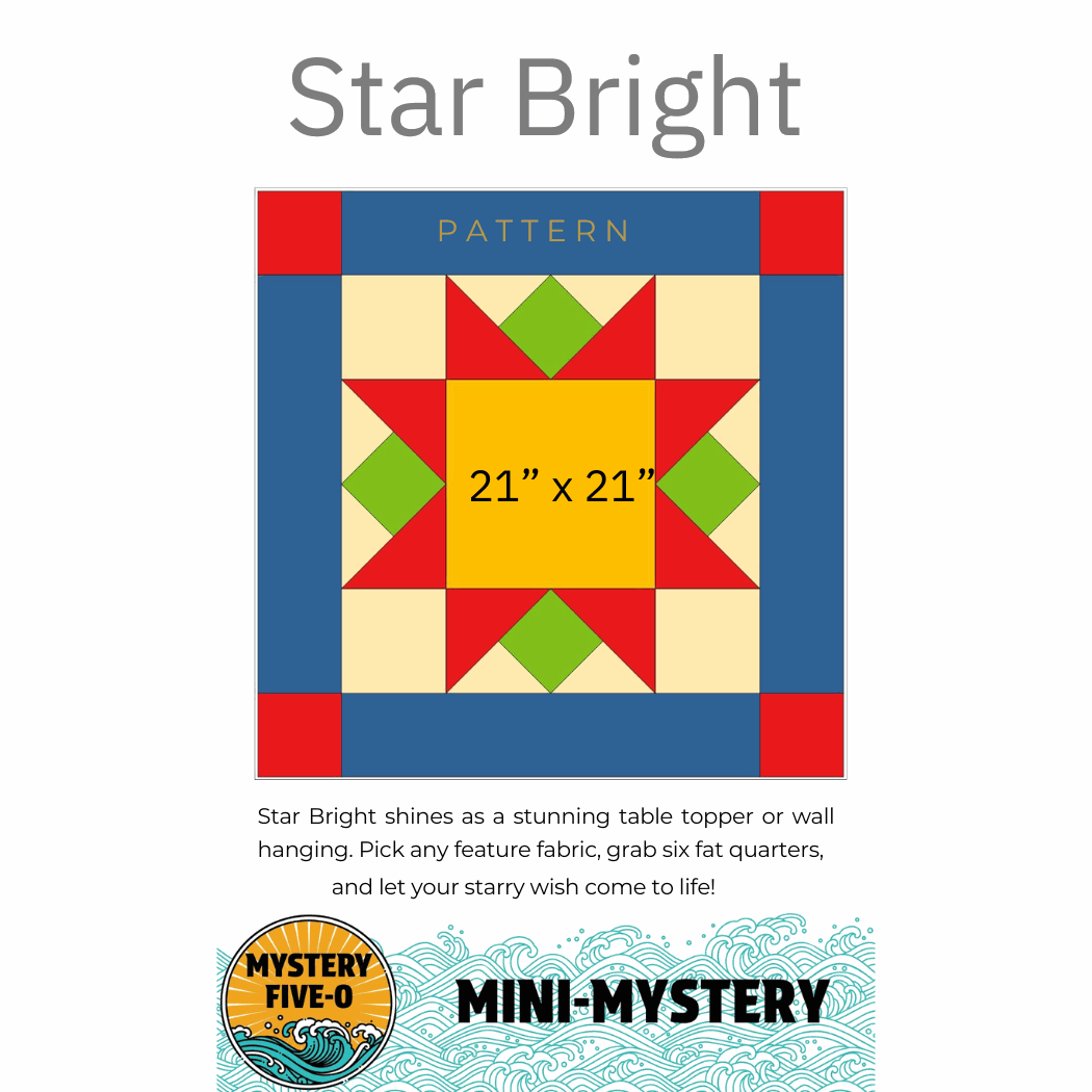 M50 Bella Rose Quilts Star Bright 21x21 digital download quilt pattern with star design for table topper or wall hanging
