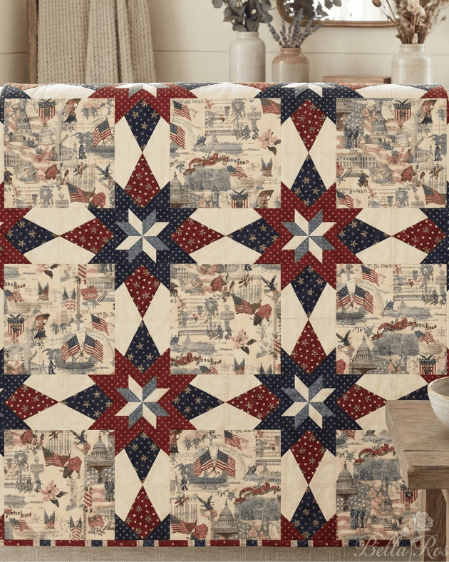 Noel Quilt Kit patriotic fabric quilt top 72x90 pre-order Moda Fabrics Deb Strain 3 Sisters