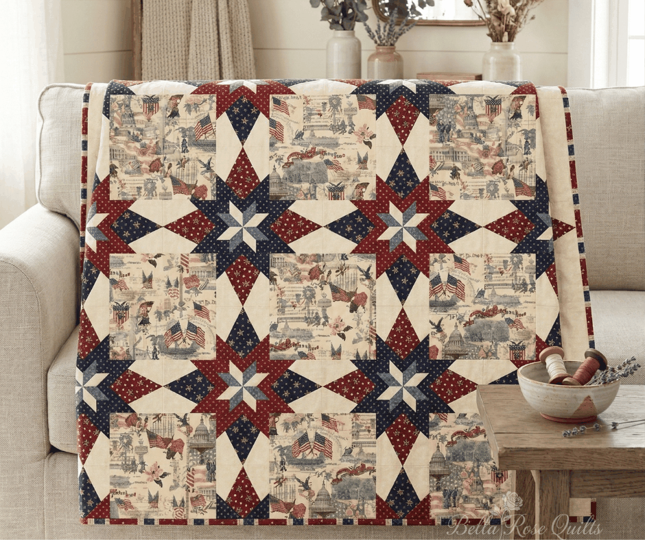 Noel Quilt Kit patriotic fabric quilt top 72x90 pre-order Moda Fabrics Deb Strain 3 Sisters