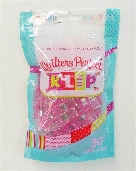 Quilter's Perfect Klips pink 50 count fabric clips in resealable bag